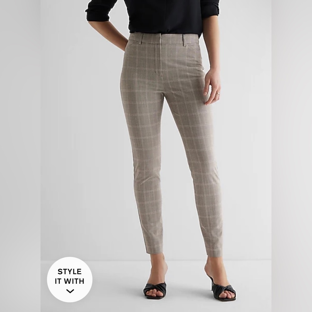 BNWT Express Editor High Waisted Plaid Skinny Pant